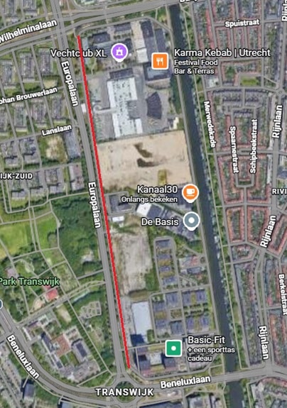 Kaartje Europalaan parallelweg